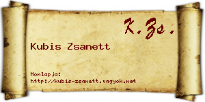 Kubis Zsanett névjegykártya